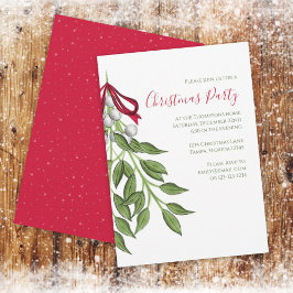 Jul Helgdag Mistletoe Botanical Grey Inbjudningar