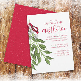 Jul Helgdag Mistletoe Greenery Berries Party Inbjudningar