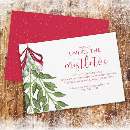 Jul Helgdag Mistletoe Greenery Berries Party Inbjudningar