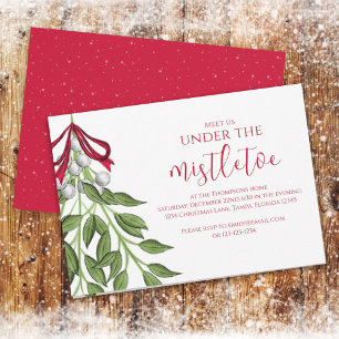 Jul Helgdag Mistletoe Greenery Berries Party Inbjudningar