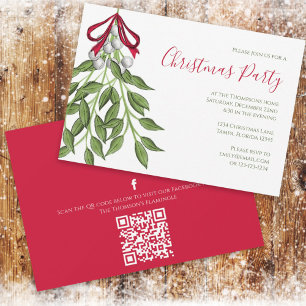 Jul Helgdag Mistletoe Greenery QR-kod Inbjudningar