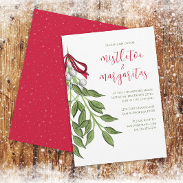 Jul Helgdag Mistletoe Margaritas Greenery Inbjudningar