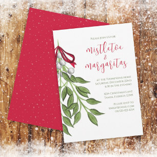 Jul Helgdag Mistletoe Margaritas Greenery Inbjudningar