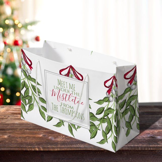 Jul Helgdag Mistletoe Merry Whimsical Cute (Christmas Merry Mistletoe holiday large gift bag with whimsy typography.)