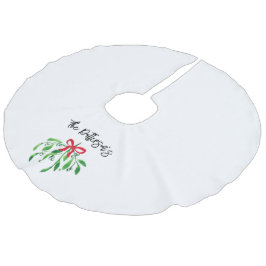 Jul Helgdag Mistletoe Namn Festive Red Grönt Julgransmatta Fusklinne