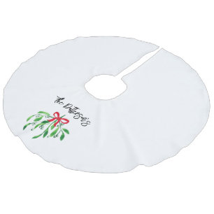 Jul Helgdag Mistletoe Namn Festive Red Grönt Julgransmatta Fusklinne
