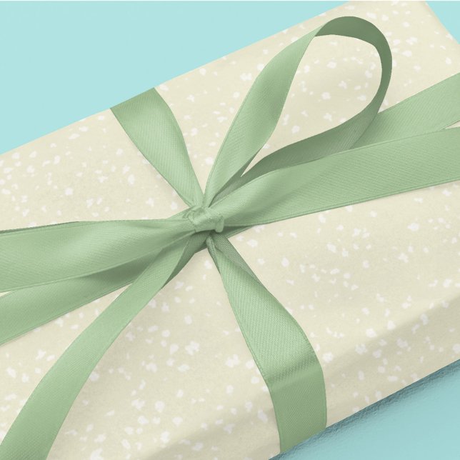 Jul Helgdag Modern minimalistisk Guld Rand Presentpapper (Simple gold golden white snow speckled pattern.  )