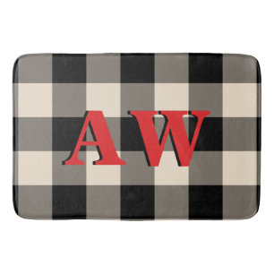 Jul-Helgdag Monogram Red Black Ivory Gingham Badrumsmatta