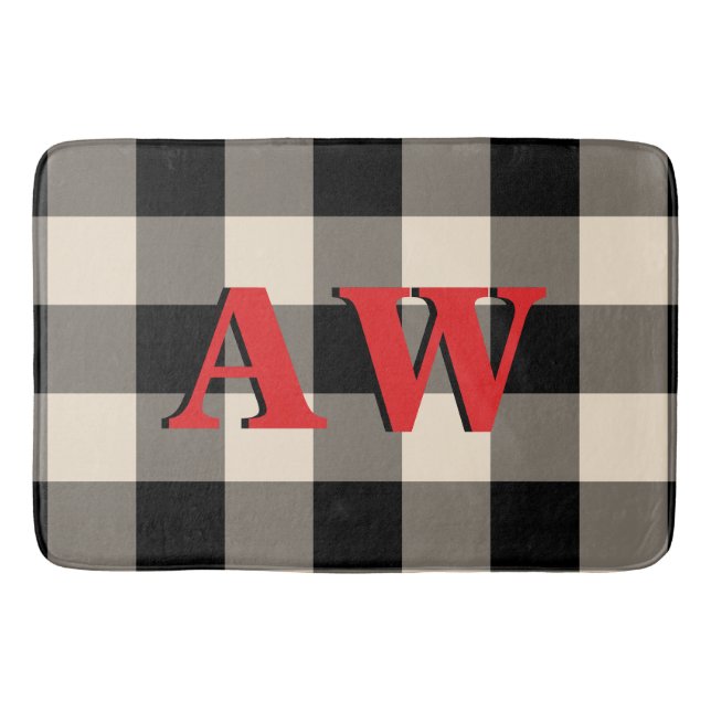 Jul-Helgdag Monogram Red Black Ivory Gingham Badrumsmatta (Framsidan)