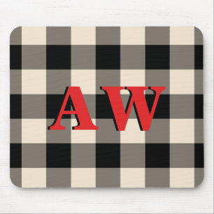 Jul Helgdag Monogram Red Ivory Black Gingham Musmatta