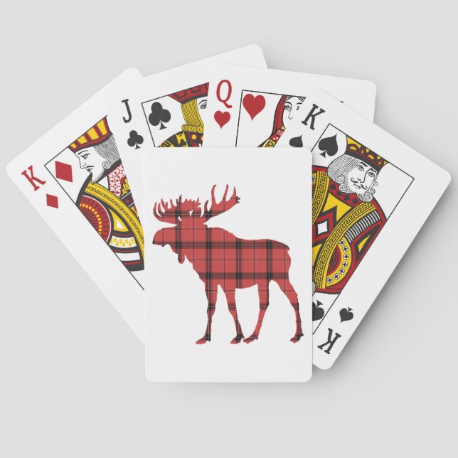 Jul Helgdag Moose Red Play Tartan Mönster Casinokort (Baksidan)