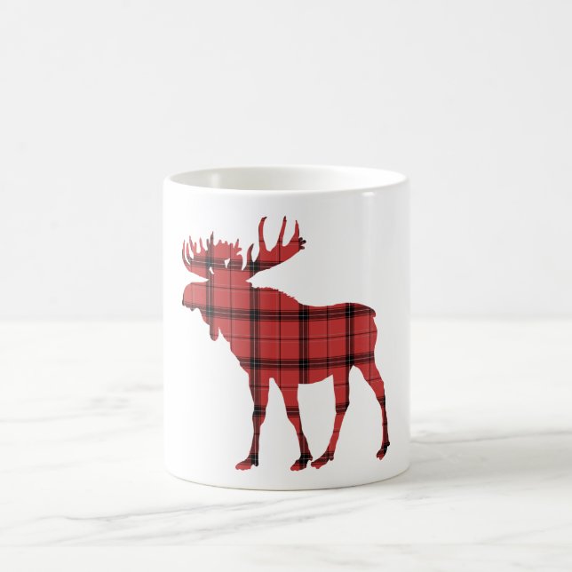 Jul Helgdag Moose Red Play Tartan Mönster Kaffemugg (Center)