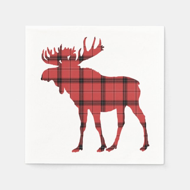 Jul Helgdag Moose Red Play Tartan Mönster Pappersservett (Framsidan)