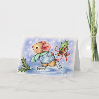 Jul-Helgdag Mouse Ice Skal Cute Card Helgkort