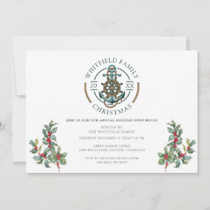 Jul Helgdag Nautical Open House Party Inbjudningar