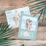 Jul Helgdag Noel Photo Simple Beach Budget Helg Vykort<br><div class="desc">Den här designen har julens moderna helgdag,  ny enkel,  nutida,  tropisk semesterbild från nautiska strand,  bild 2-turkos från familjen och tropisk dollarhavshav från kusten,  havslivets turkos teal från havsviken,  trendigets snyggt,  unik typograftext,  typsnitt för visuell kalligrafi,  modernt helgdag-öminimalistiskt,  julfotkort från hälsning</div>