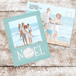 Jul Helgdag Noel Photo Simple Beach Budget Helg Vykort<br><div class="desc">Den här designen har julens moderna helgdag,  ny enkel,  nutida,  tropisk semesterbild från nautiska strand,  bild 2-turkos från familjen och tropisk dollarhavshav från kusten,  havslivets turkos teal från havsviken,  trendigets snyggt,  unik typograftext,  typsnitt för visuell kalligrafi,  modernt helgdag-öminimalistiskt,  julfotkort från hälsning</div>