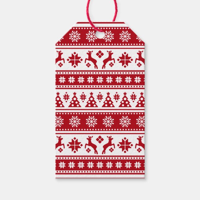 Jul Helgdag Norden Mönster Mysigt Presentetikett (Framsidan)