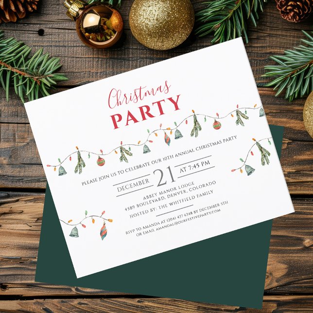 Jul Helgdag Office Party-inbjudan (Elegant Festive Rustic Christmas Party Invitation)
