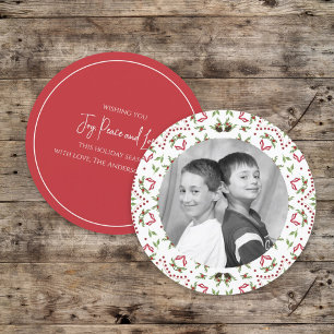 Jul Helgdag One Photo Botanical Gräs Cones Inbjudningar