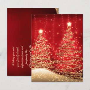 Jul Helgdag Önskemål Sparkling Träd Red Vykort