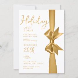 Jul Helgdag Open House Guld Ribbon Inbjudningar