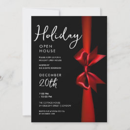 Jul Helgdag Open House Red Ribbon Black Inbjudningar
