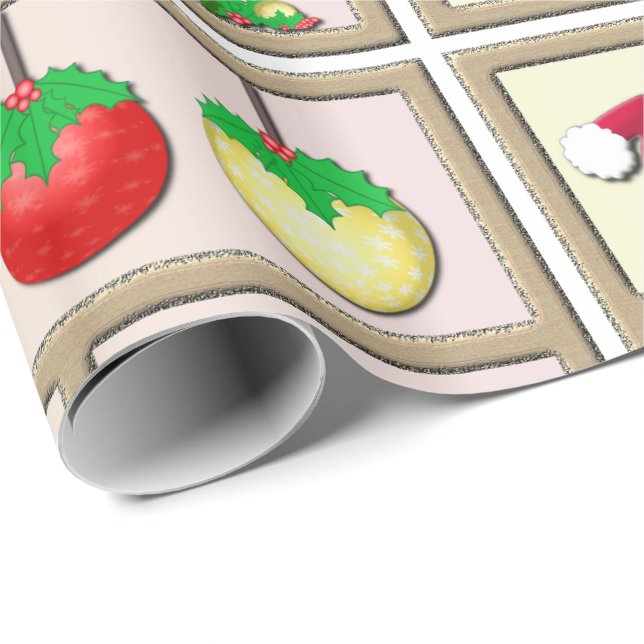 Jul Helgdag Ornament Background Mönster Presentpapper (Rullad Hörn)