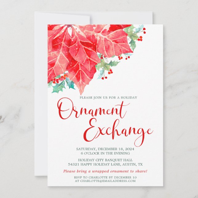 Jul Helgdag Ornament Exchange Party Julkort (Framsida)