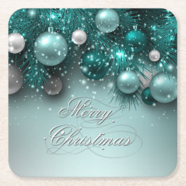 Jul-Helgdag - Ornament Teal Underlägg Papper Kvadrat