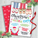 Jul Helgdag Pajama-partiets inbjudan<br><div class="desc">Fira jul med den söta Pajama Party. Lycklig Jultomten,  julpj,  polar,  renar och Santa tofflor,  snöflingor,  prydnadsföremål och roligt färgat typsnitt. Underbar för en Julfest eller födelsedagsfest för barn.</div>