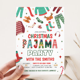 Jul Helgdag Pajama Party Inbjudningar