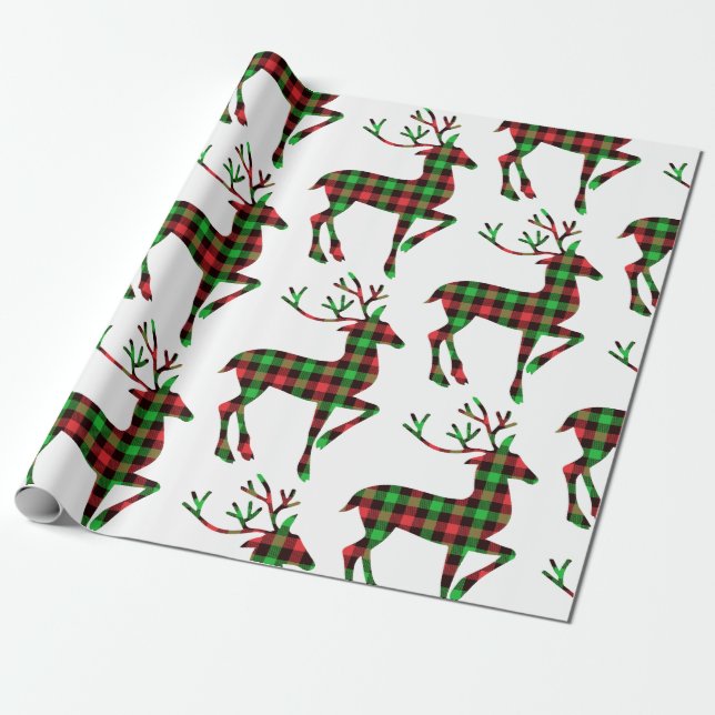 Jul Helgdag Play Mönster Reindeer White Presentpapper (Utrullad)