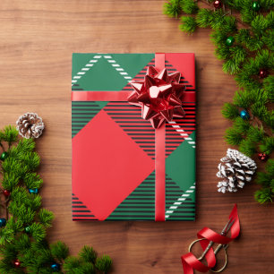 Jul-Helgdag Play Tartan Red Grönt White Presentpapper