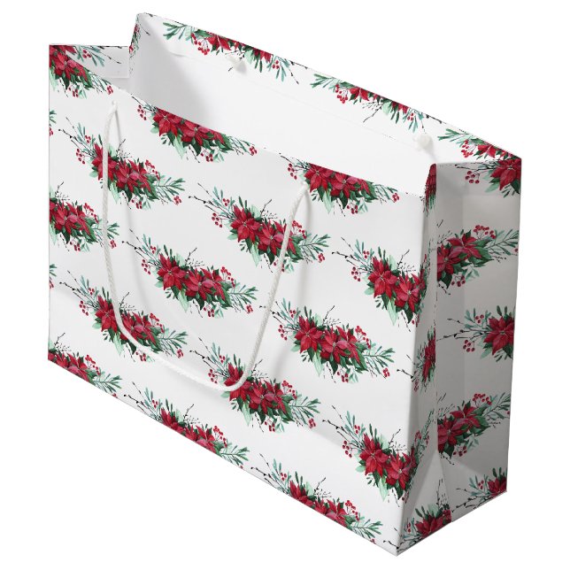 Jul Helgdag Poinsettia Botanical Festive (Framsidan Vinklad)