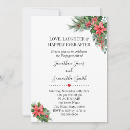 Jul Helgdag Poinsettia Förlovning Bröllop Inbjudningar