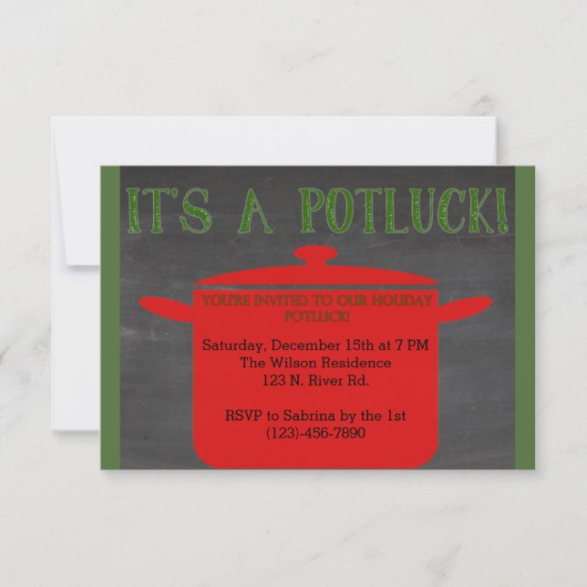 Jul Helgdag Potluck Inbjudningar (Framsida)