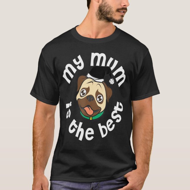 Jul Helgdag Pug Morsa Crazy Hund Mamma T Shirt (Framsida)