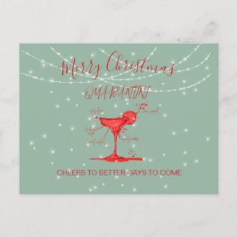 Jul Helgdag Quarantini Martini Grönt Vykort