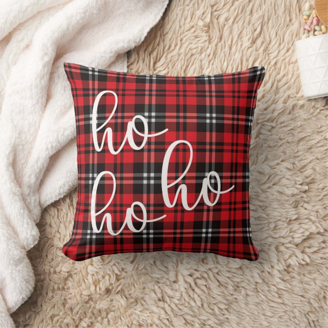 Jul Helgdag Red and Black Tartan Kudde (Filt)