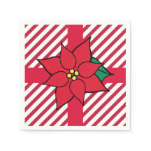 Jul Helgdag Red Poinsettia Party Napkins