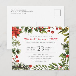 Jul Helgdag ries Greenery Open House Inbjudan Vykort