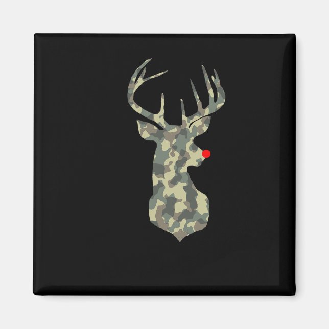 Jul Helgdag Rudolf Reindeer Red Nose Camo Hu Magnet (Framsidan)