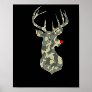Jul Helgdag Rudolf Reindeer Red Nose Camo Hu Poster