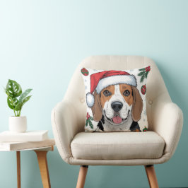 Jul Helgdag Santa Hund Beagle Dekorativ kudde