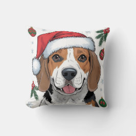 Jul Helgdag Santa Hund Beagle Dekorativ kudde