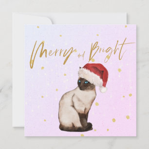 Jul Helgdag Siamese Cat Santa Merry Hälsning