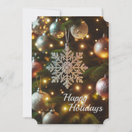 Jul Helgdag Silver Snowflake Ornamakes Julkort