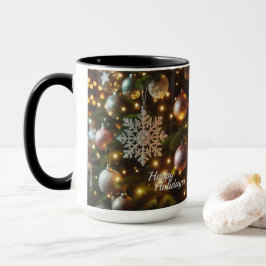 Jul Helgdag Silver Snowflake Ornamakes Mugg