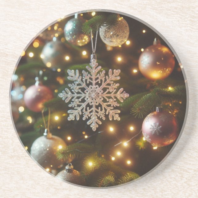 Jul Helgdag Silver Snowflake Ornamakes Underlägg (Framsidan)